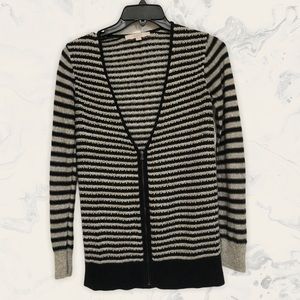 LOFT Knitted Style Zip-Up Black & Silver Cardigan